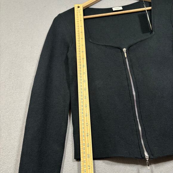Abercrombie Black Knit Sweater Top Zip Front Edgy Dark Minimalist Soft Stretch - Picture 5 of 6
